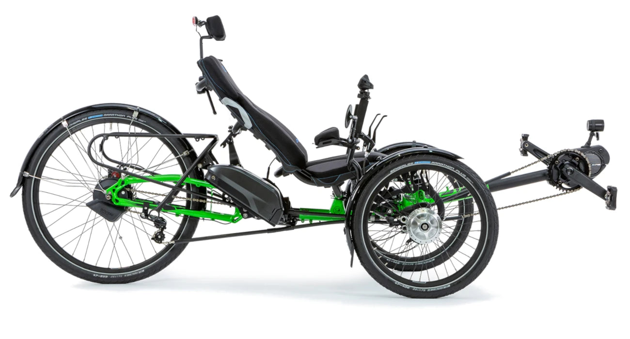 Picture of adapted recumbent trike side on